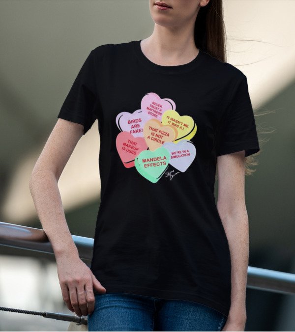 Shane Dawson Conspiracy Hearts Birds Are Fake Mandela Effects Simulation Pizza AI T-Shirt