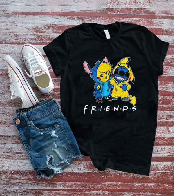 Friends Stitch And Pokemon Pikachu Friends For Life Disney T-Shirt
