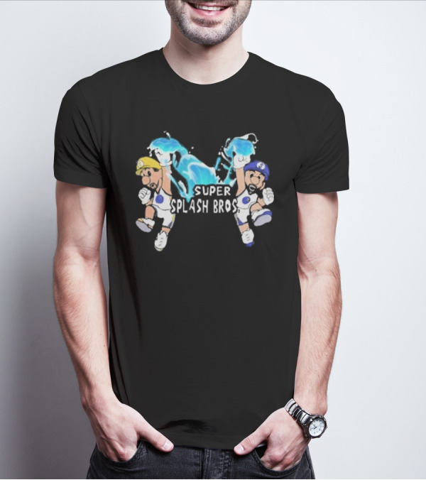 Super Splash Bros Steph Curry And Klay Thompson Mario Themed Basketball Duo T-Shirt