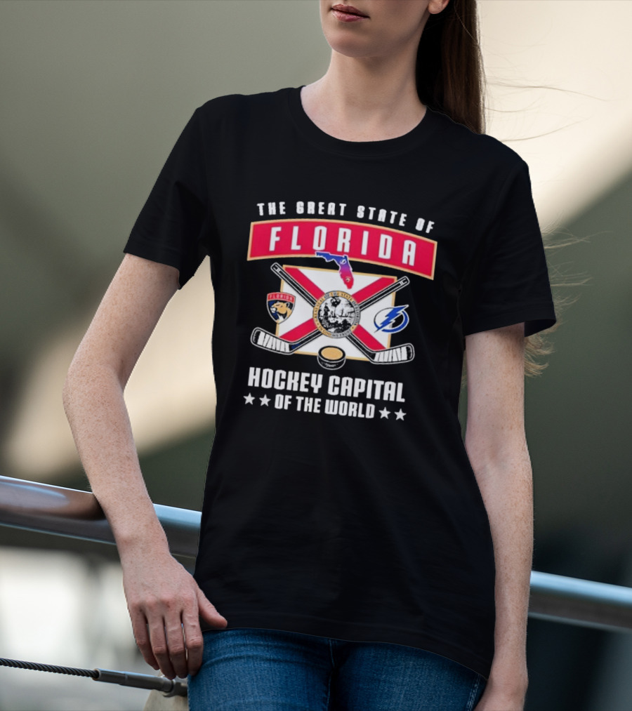 The Great State Of Florida Hockey Capital Of The World Tampa Bay Lightning Florida Panthers T-Shirt