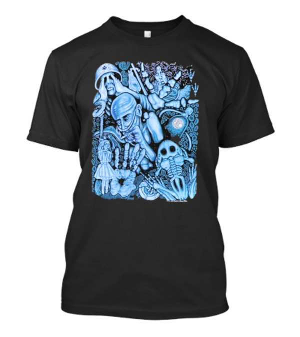 Alice In Chains 1993 Tour Surreal Blue Skeleton T-Shirt