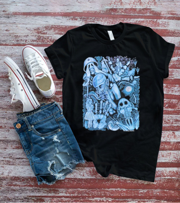 Alice In Chains 1993 Tour Surreal Blue Skeleton T-Shirt