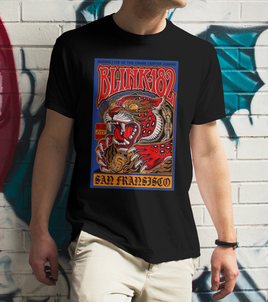 Blink 182 Live At The Chase Center San Francisco 9th July 2024 Tiger T-Shirt