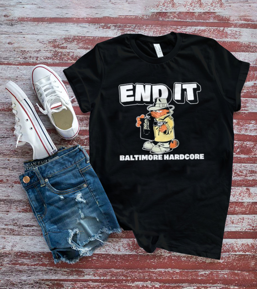 End It Baltimore Hardcore Garfield Trench Coat Detective T-Shirt