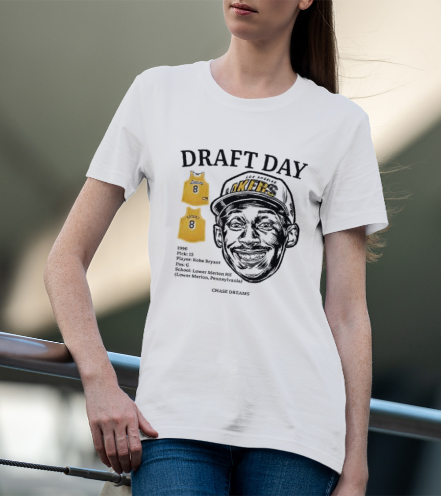 Draft Day 1996 Kobe Bryant Los Angeles Lakers Lower Merion Chase Dreams T-Shirt
