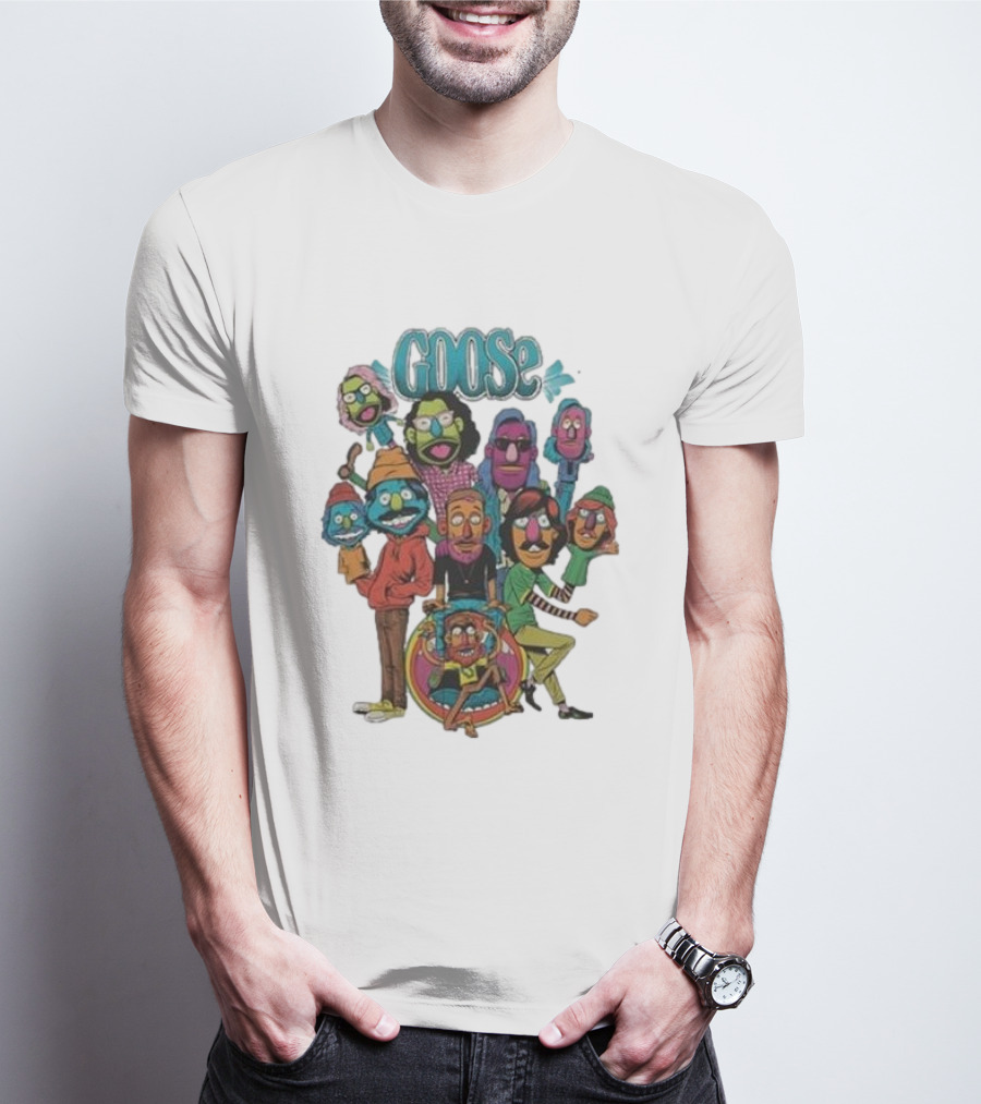 GOOSE Puppets Vibrant Cartoon Characters Ensemble T-Shirt