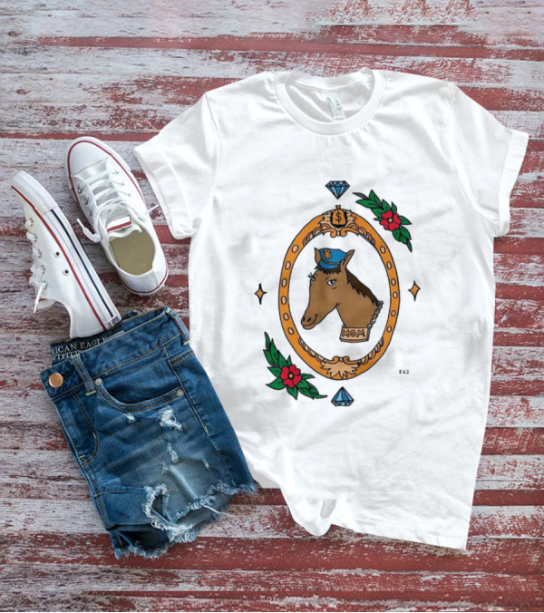 Horse Cop Mom Floral Badge With Diamonds T-Shirt