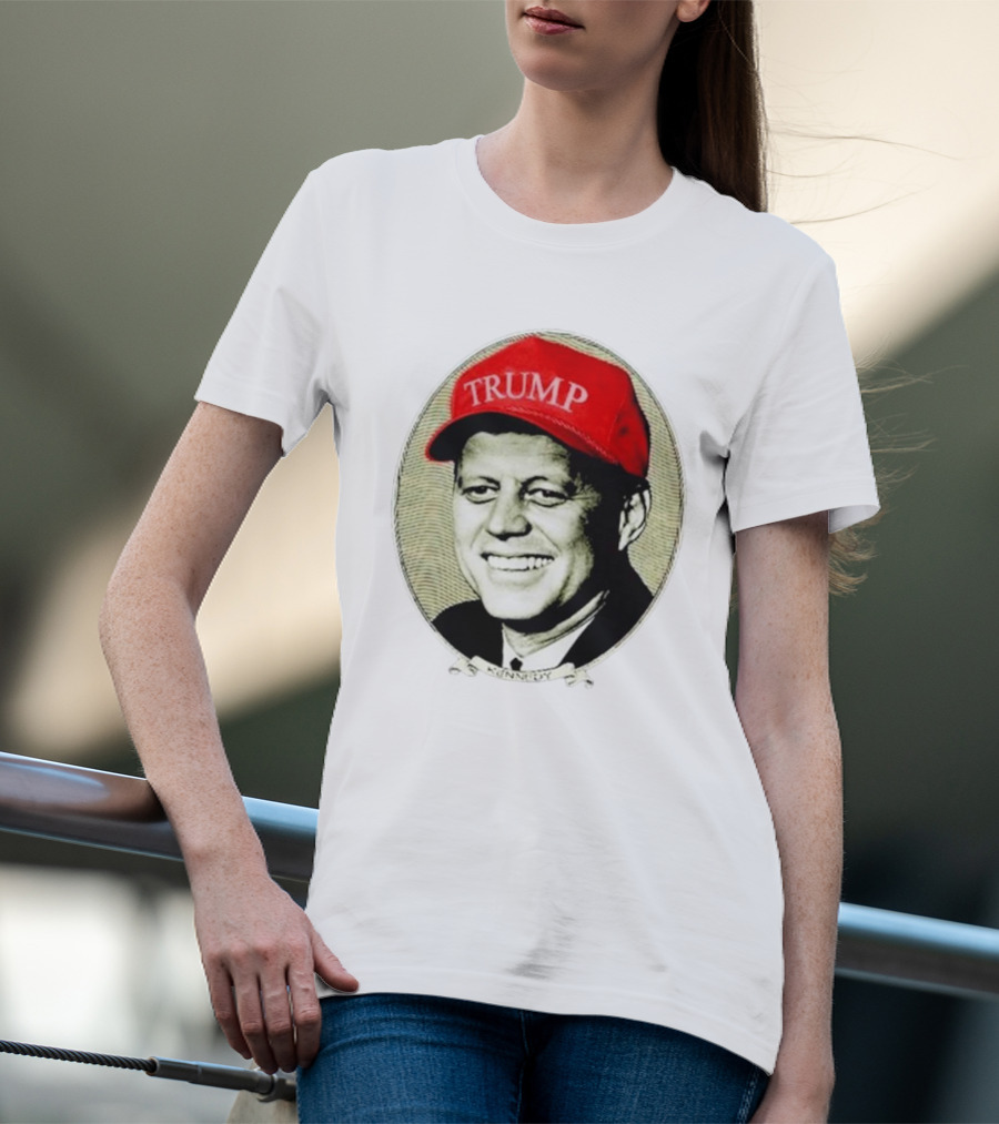 JFK Kennedy Wearing Red Trump Hat T-Shirt