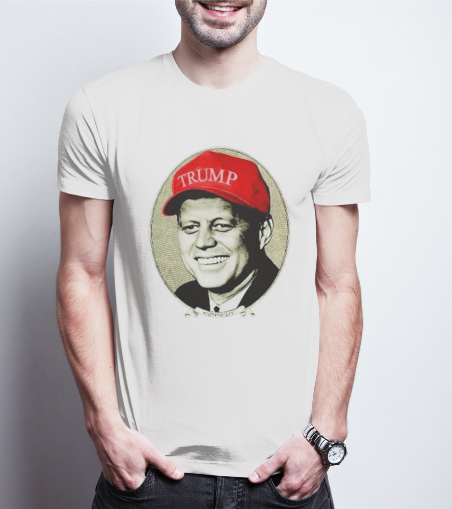 JFK Kennedy Wearing Red Trump Hat T-Shirt