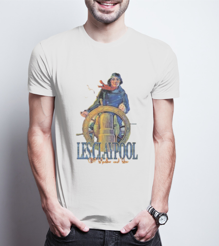 Les Claypool Of Whales And Woe Maritime Adventure Steering Wheel And Seagulls T-Shirt