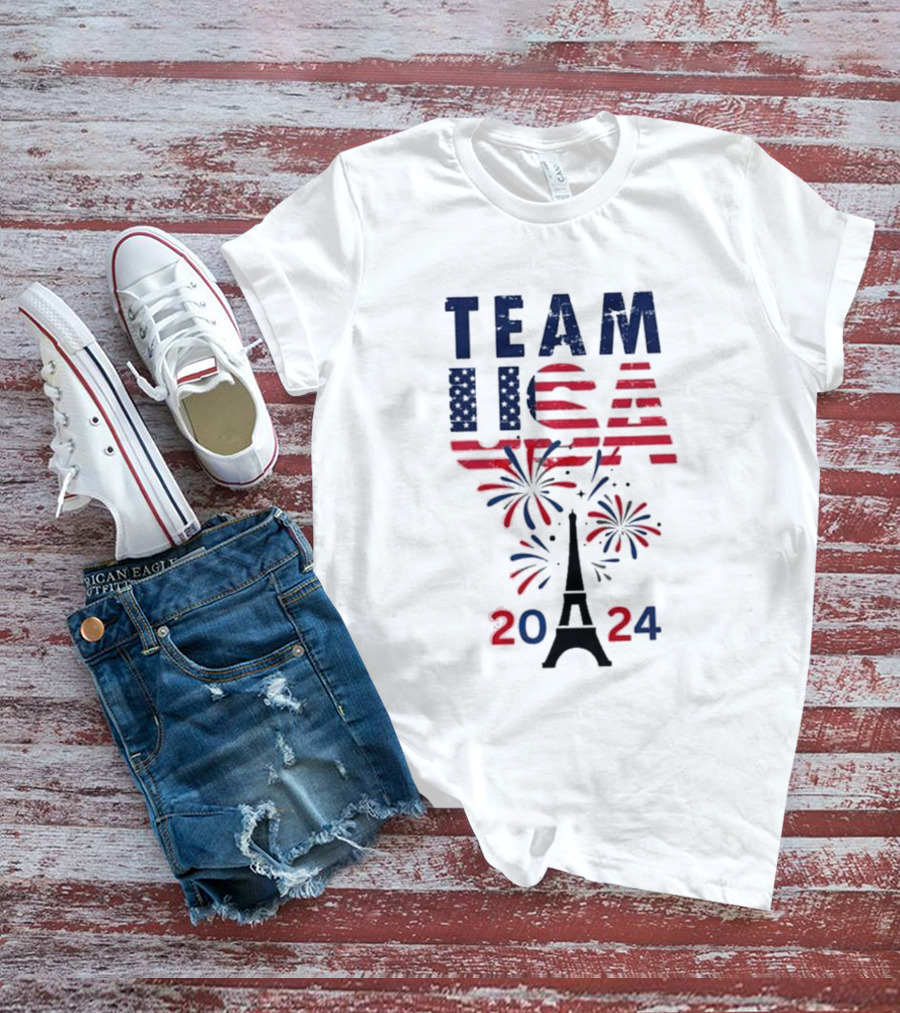 Team USA Paris 2024 Fireworks Eiffel Tower T-Shirt