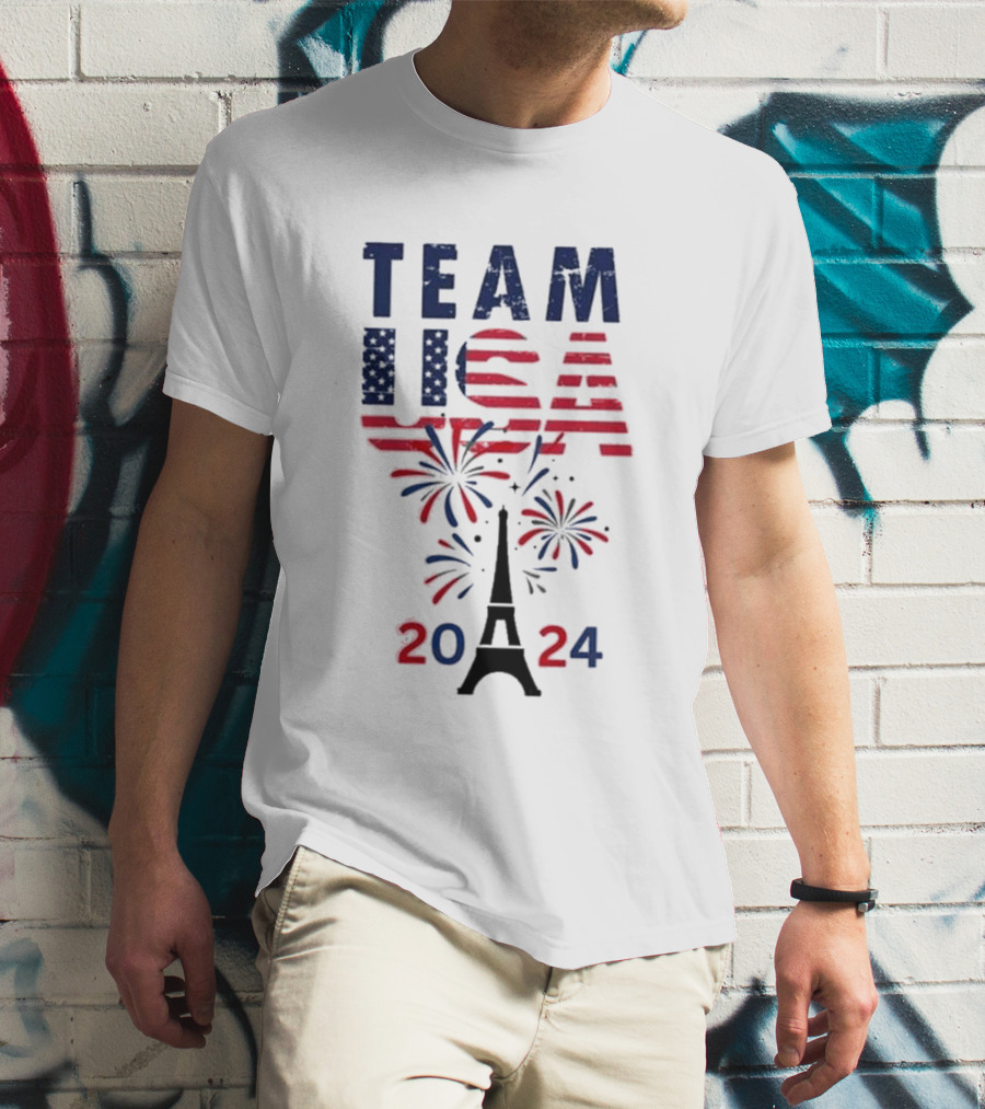 Team USA Paris 2024 Fireworks Eiffel Tower T-Shirt