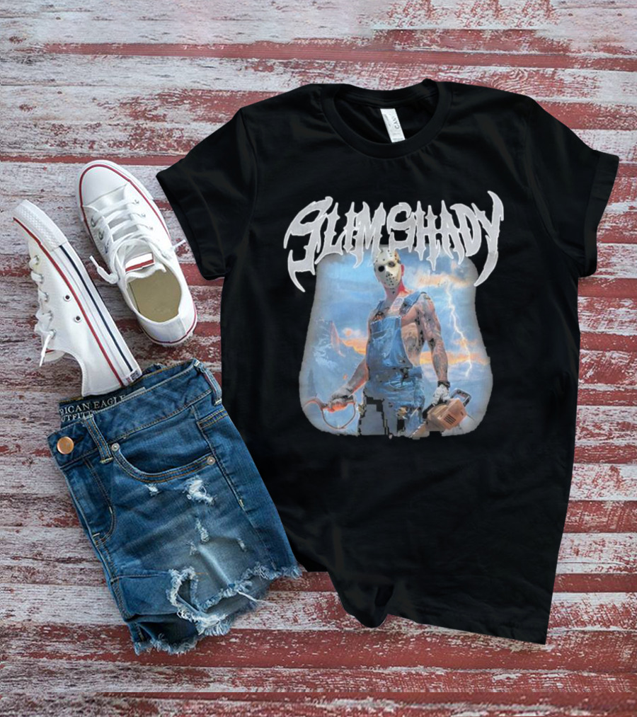 Slim Shady Eminem Chainsaw Masked Horror Character T-Shirt