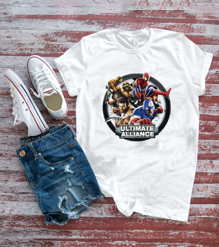 Tobey Maguire Spider-Man Featured In Marvel Ultimate Alliance Heroes Assemblage T-Shirt