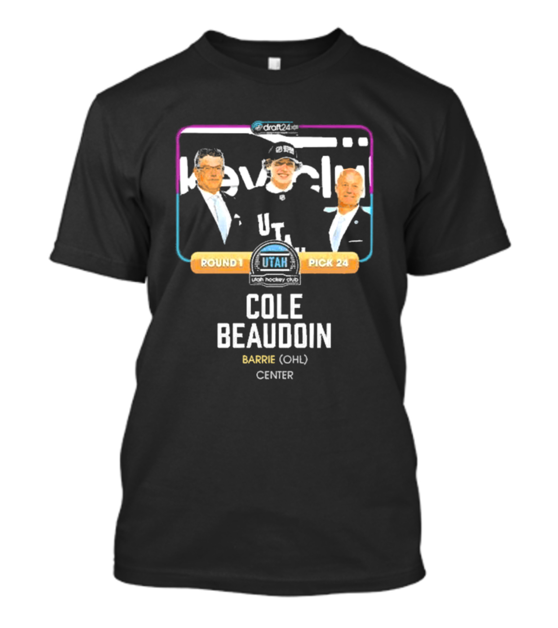Draft24 Utahn Hockey Club Cole Beaudoin Barrie OHL Round 1 Pick 24 Center T-Shirt