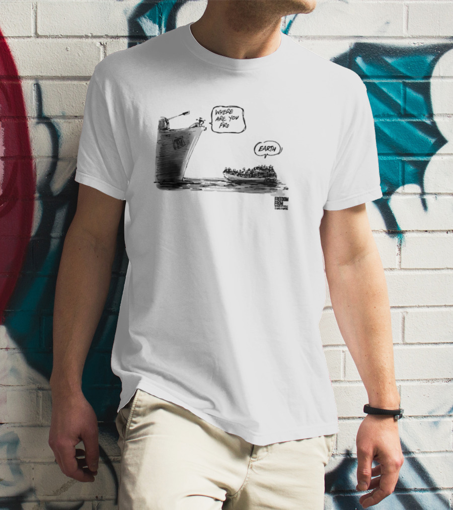 Where Are You From Earth Simon Kneebone Refugees Boat Freedom Publishing T-Shirt