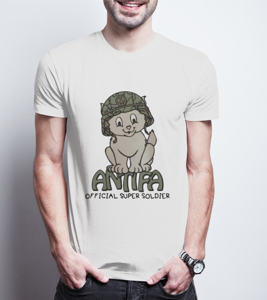 ANTIFA Peace Helmet Puppy Official Super Soldier T-Shirt