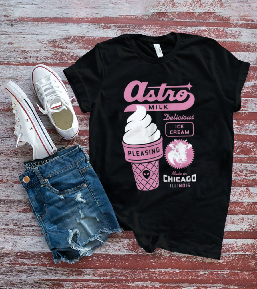 Astro Milk Delicious Ice Cream Pleasing Made In Chicago Illinois T-Shirt
