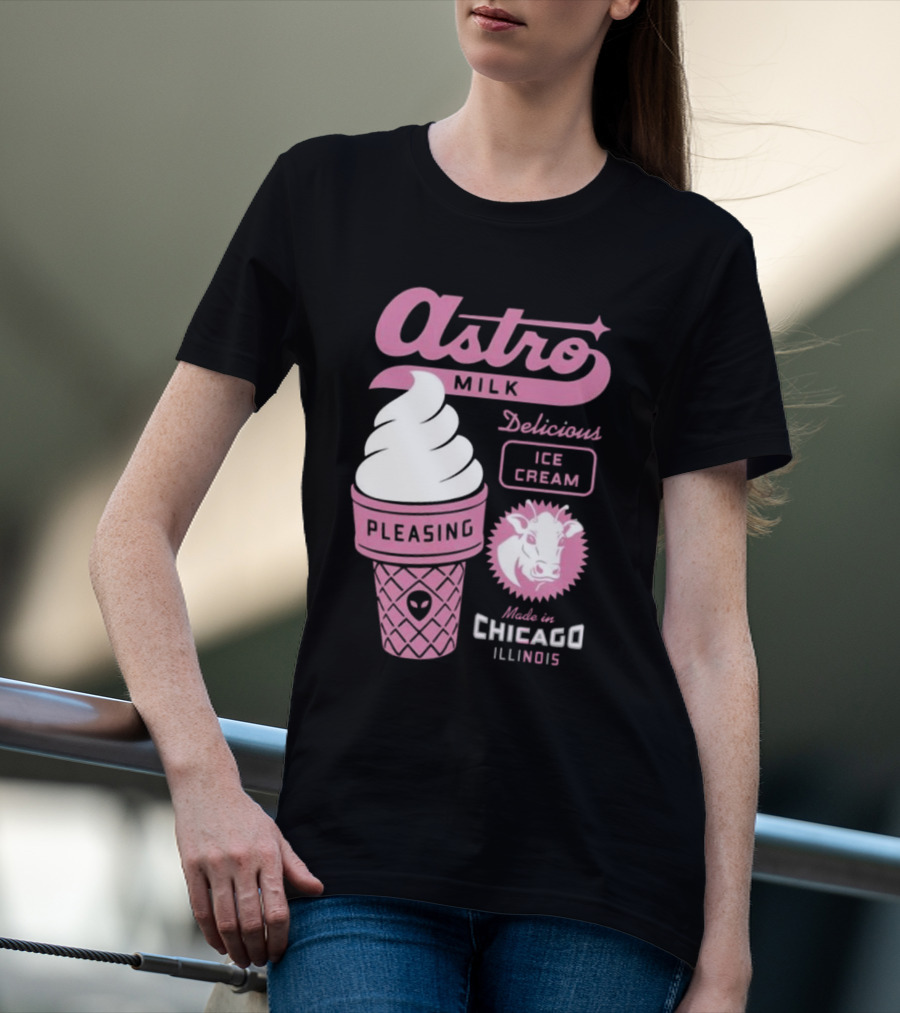 Astro Milk Delicious Ice Cream Pleasing Made In Chicago Illinois T-Shirt