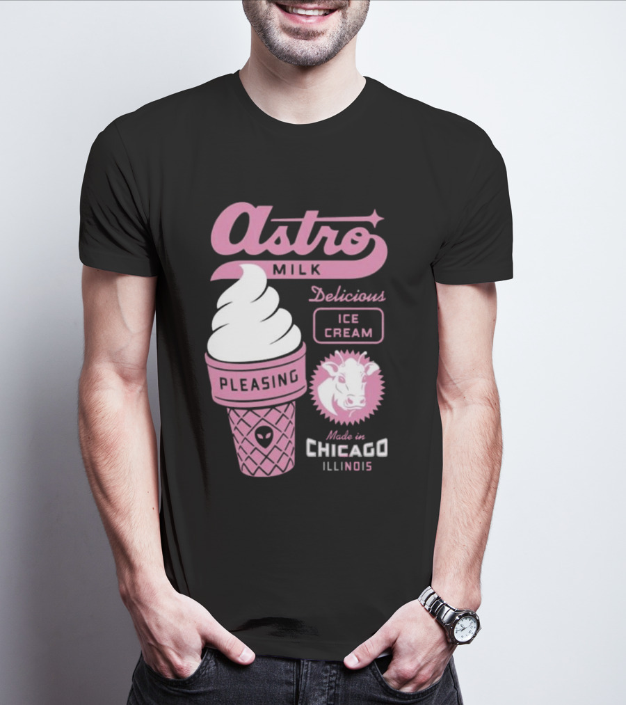 Astro Milk Delicious Ice Cream Pleasing Made In Chicago Illinois T-Shirt