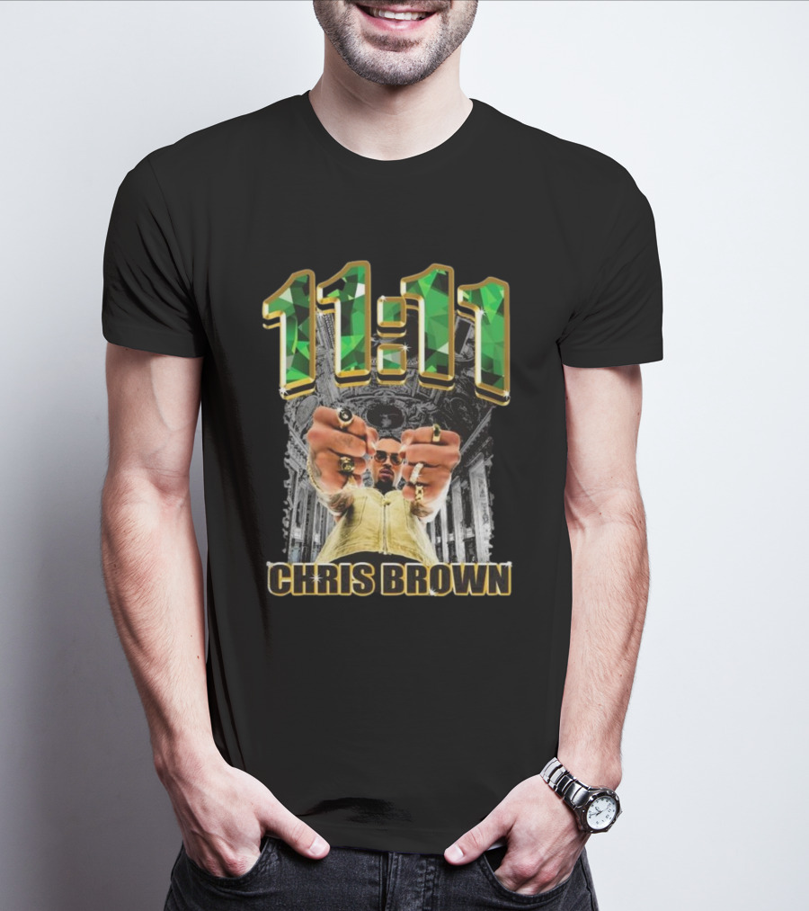 11:11 Chris Brown Emeralds And Gold T-Shirt