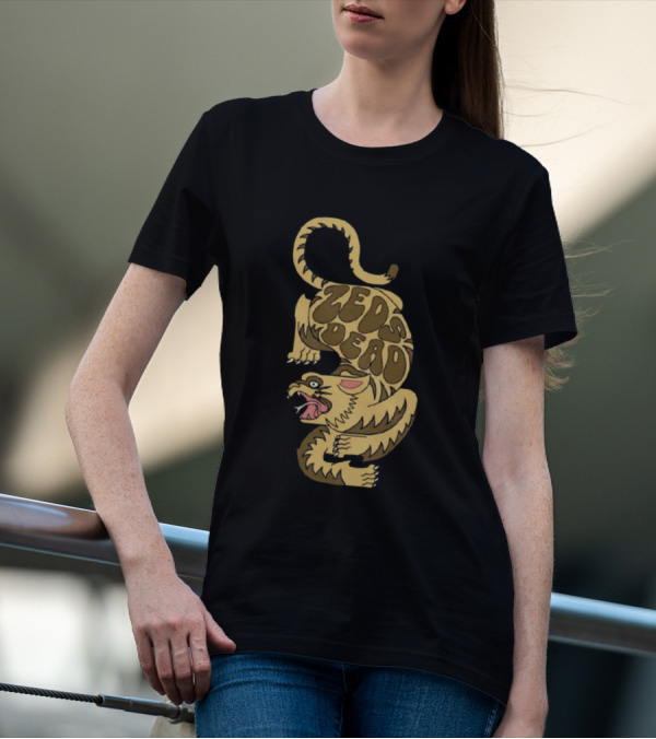 Zeds Dead Luxfury Black Retro Tiger Design Zeds Dead T-Shirt