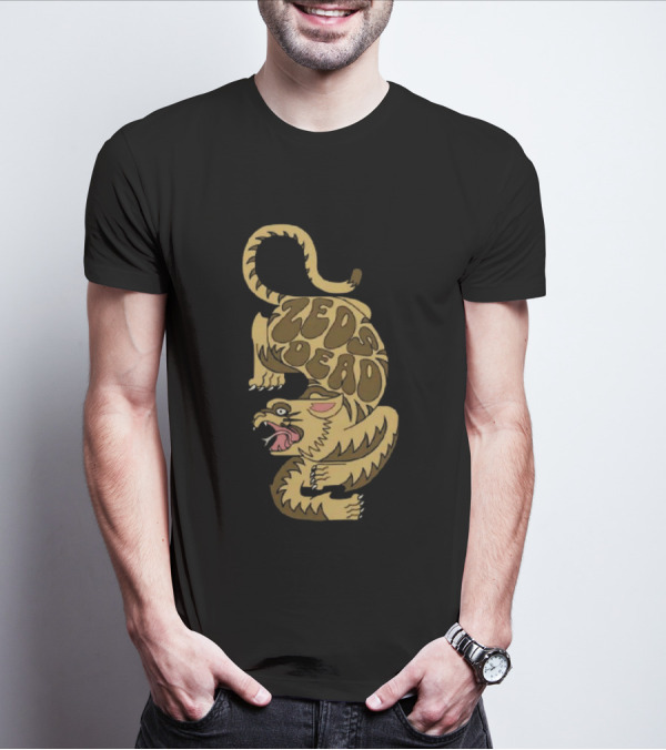 Zeds Dead Luxfury Black Retro Tiger Design Zeds Dead T-Shirt