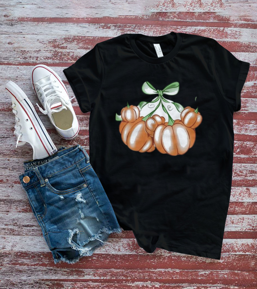 Ropedropthreads Pumpkin Bow Cluster T-Shirt