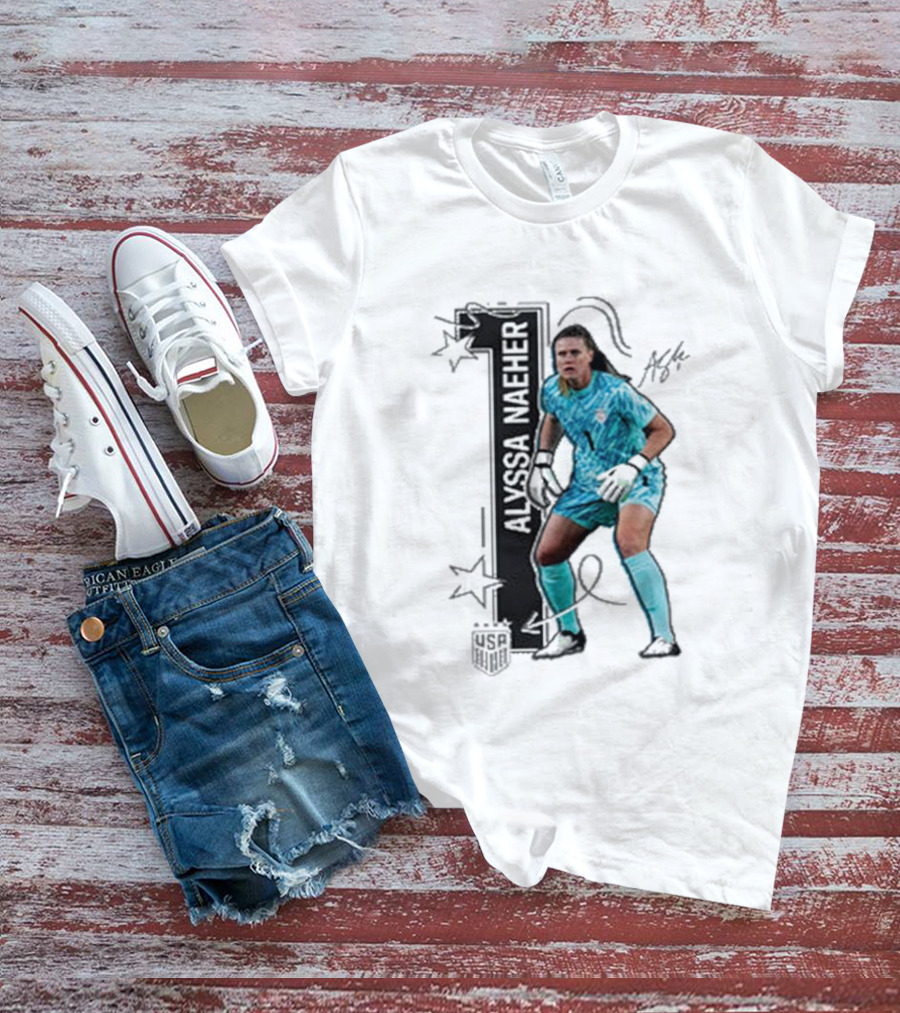 USWNT Alyssa Naeher Number One Star Keeper Signature T-Shirt