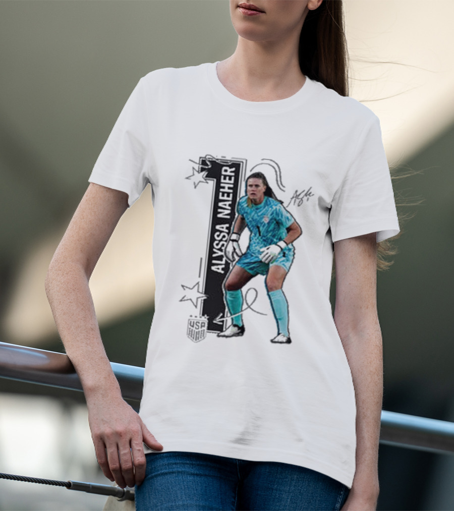 USWNT Alyssa Naeher Number One Star Keeper Signature T-Shirt