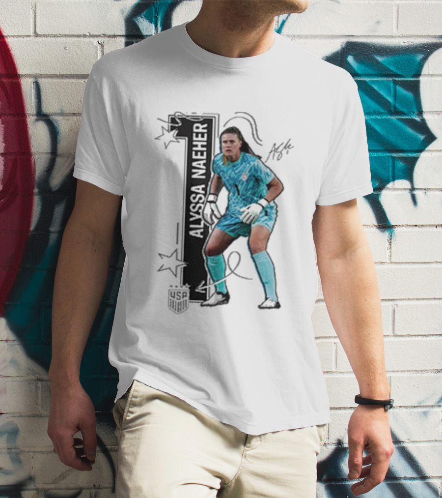 USWNT Alyssa Naeher Number One Star Keeper Signature T-Shirt