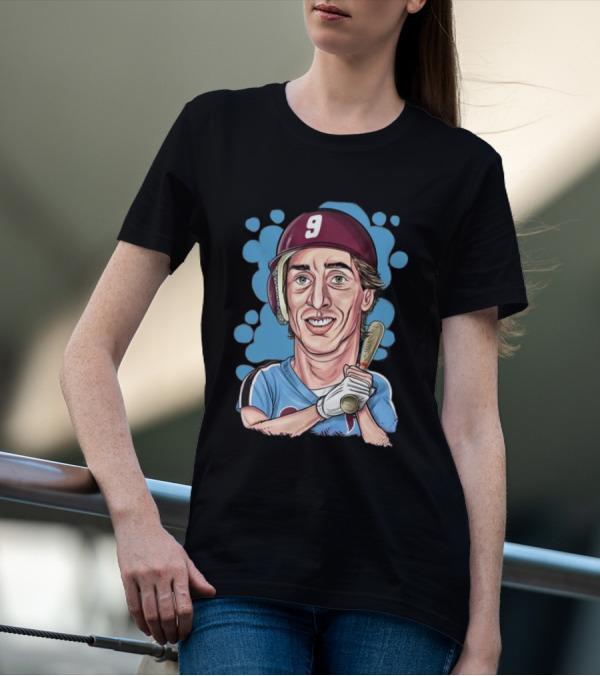 Von Hayes Number 9 Baseball Caricature T-Shirt