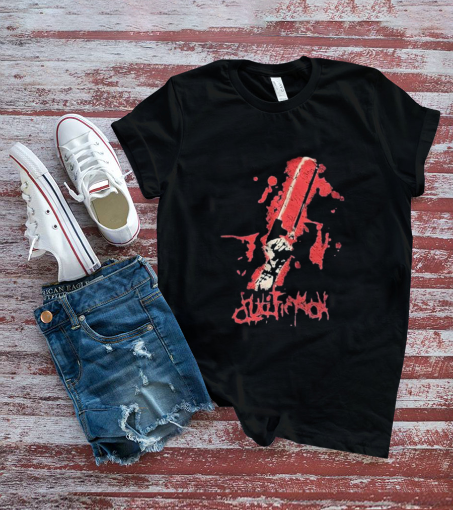 Crucifixion Saw Rise Records Blood Splatter Chainsaw T-Shirt