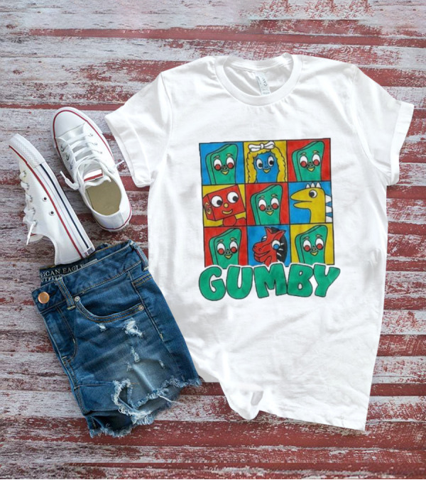 Gumby Pokey Prickle Goo Blockheads Friends Character Grid T-Shirt