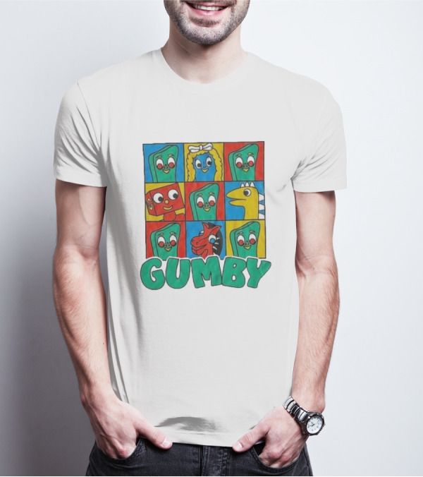 Gumby Pokey Prickle Goo Blockheads Friends Character Grid T-Shirt