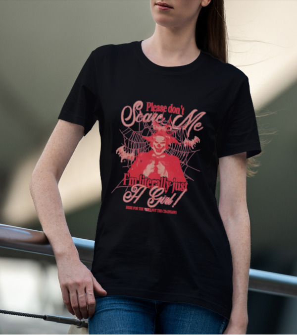 Please Don’t Scare Me I’m Literally Just A Girl Clown Web Chainsaws T-Shirt