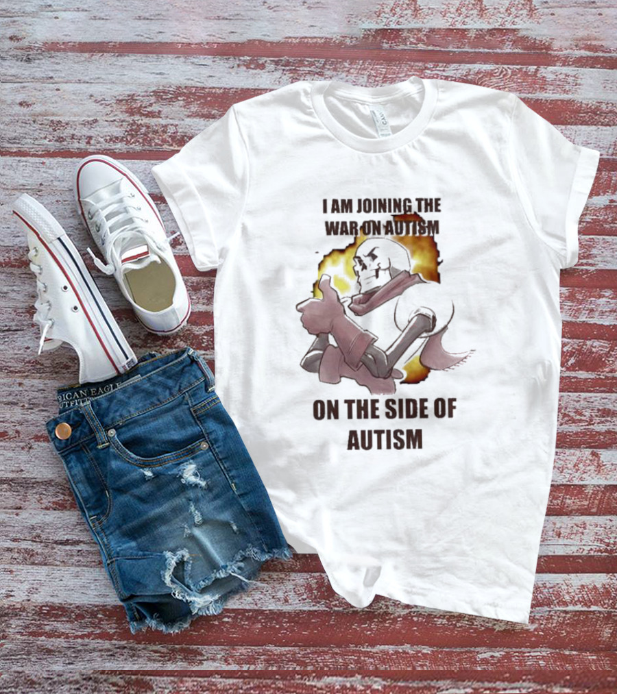 Joining The War On Autism On The Side Of Autism Thumbs Up Flame Background T-Shirt