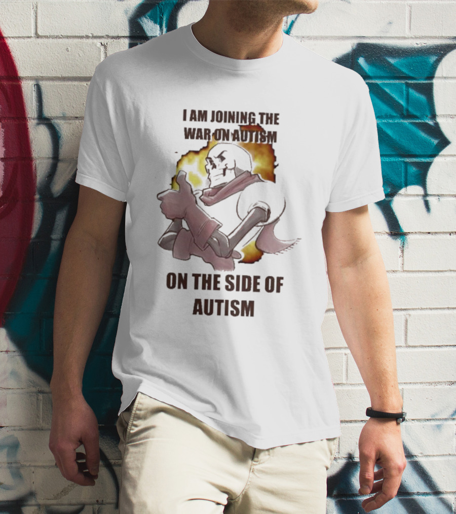 Joining The War On Autism On The Side Of Autism Thumbs Up Flame Background T-Shirt