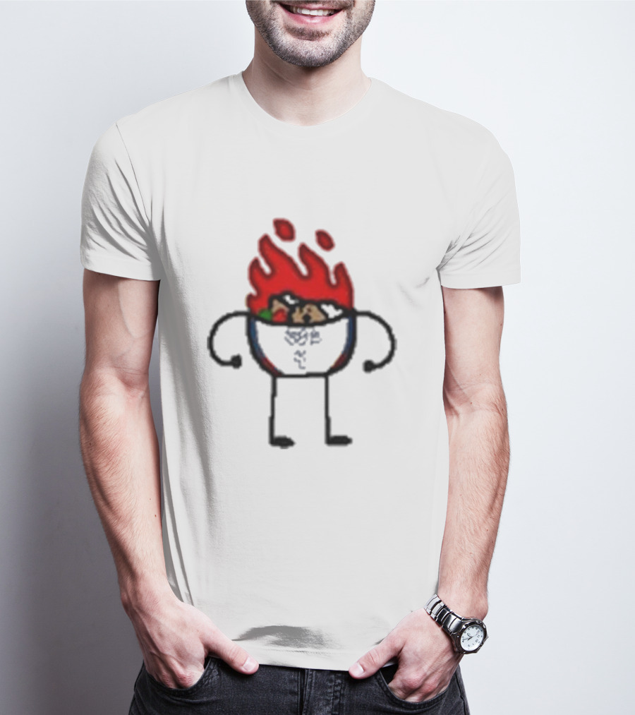 Paint Hot Curry Animated Flame Bowl With Stick Figure Arms Legs T-Shirt