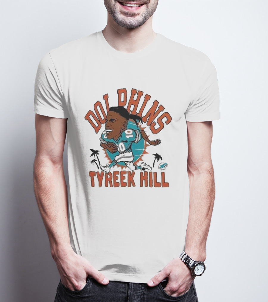 Dolphins Tyreek Hill Caricature Player Homage T-Shirt