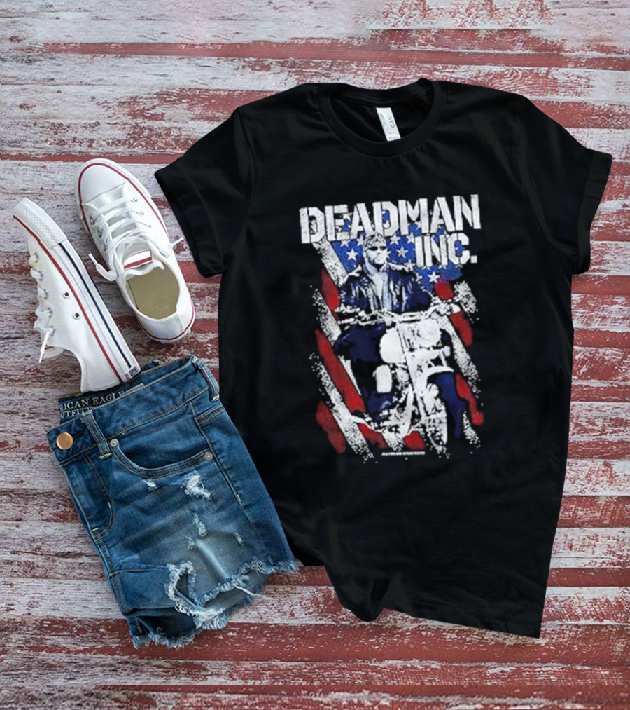 WWE Undertaker Deadman Inc American Flag Motorcycle Rider T-Shirt