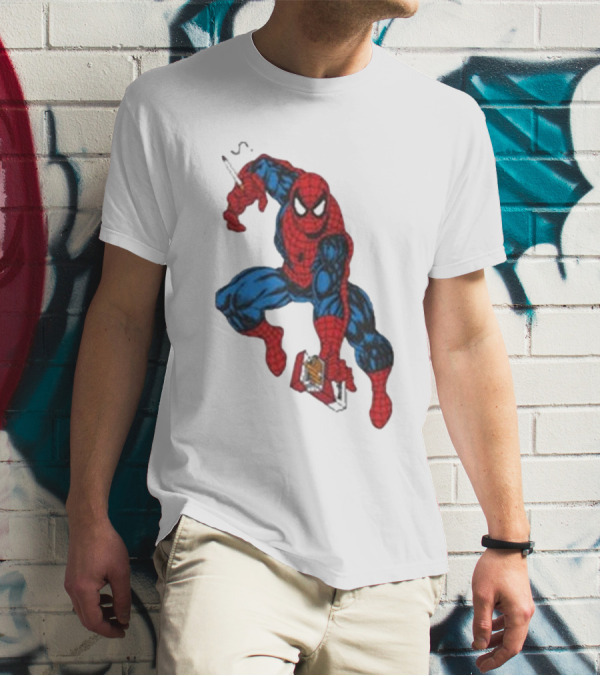 The Amazing Smokerman Comic Parody Smoking Jumping Hero T-Shirt