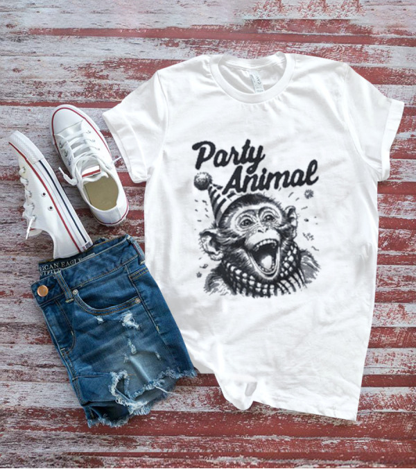 Party Animal Monkey Wearing Festive Hat T-Shirt