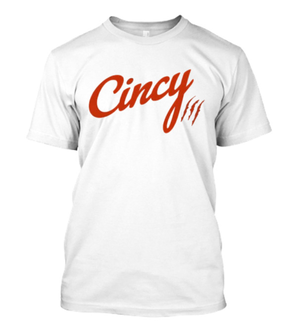 Cincy Script With Orange Claw Marks T-Shirt