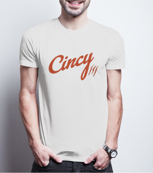 Cincy Script With Orange Claw Marks T-Shirt