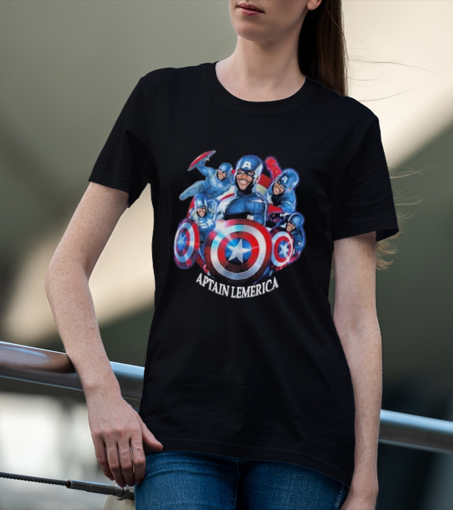 Captain Lemerica Superhero Parody Shield Characters T-Shirt