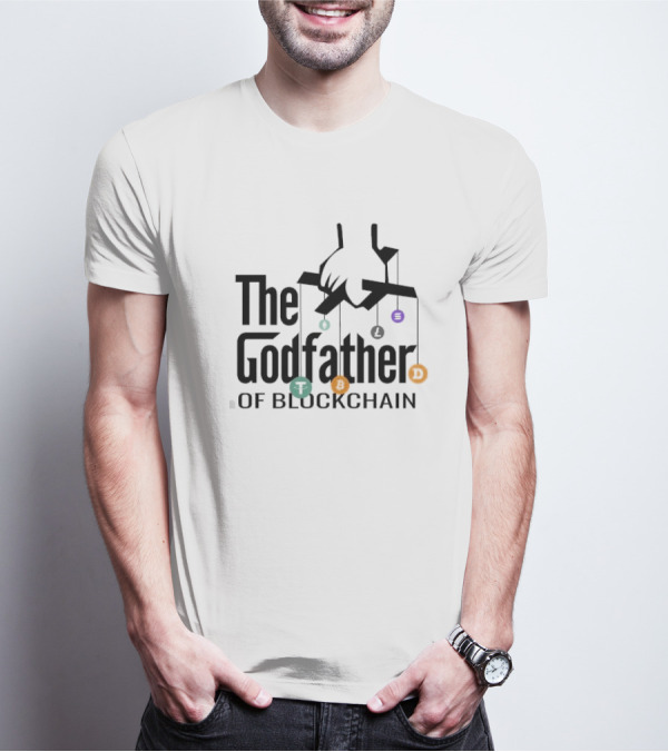 The Godfather Of Blockchain Puppeteer Design With Blockchain Symbols T-Shirt