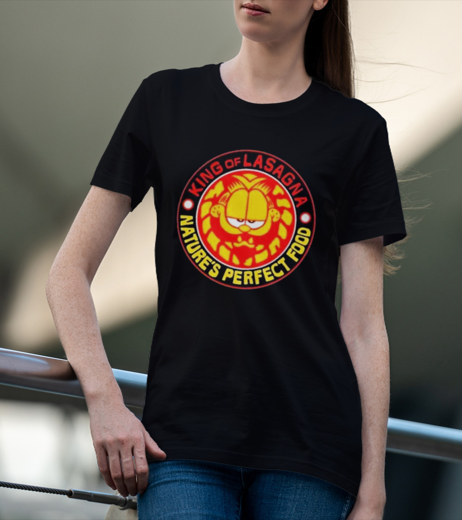 King Of Lasagna Nature's Perfect Food Garfield Emblem T-Shirt