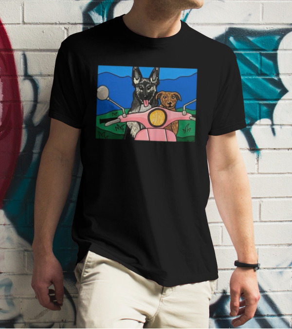 Pinkscooter Vespa Dogs Adventure T-Shirt