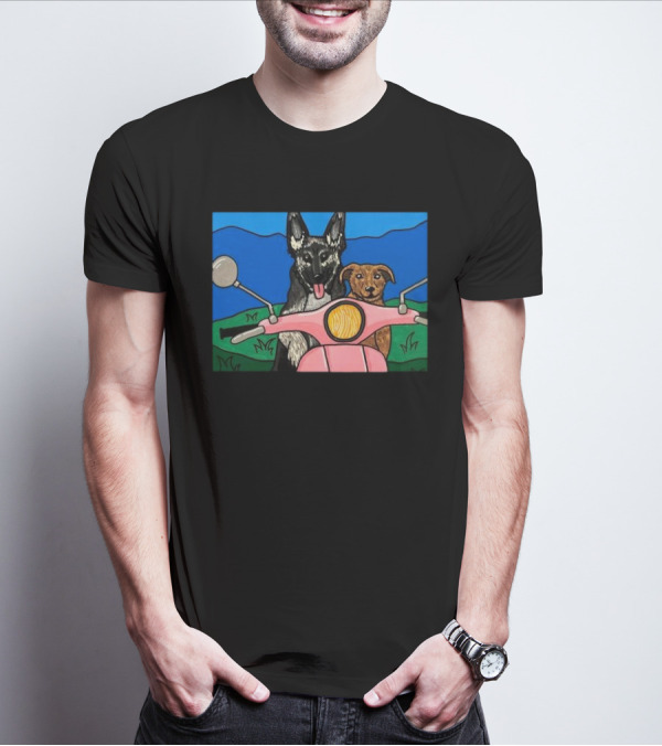 Pinkscooter Vespa Dogs Adventure T-Shirt